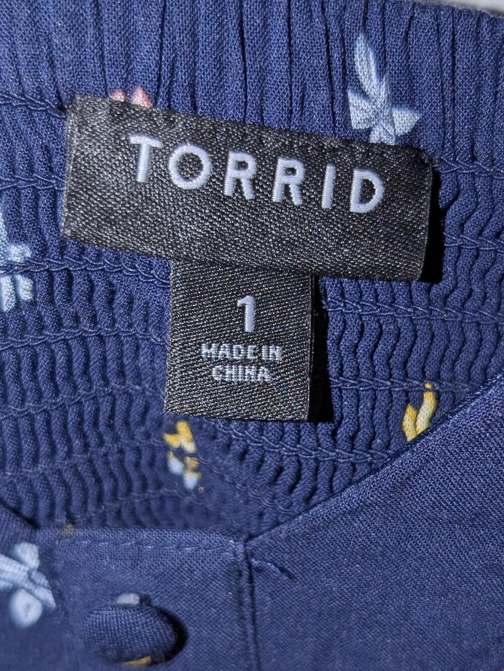 Torrid Navy Floral Tiered Maxi with Multicolor Floral Hem - Picture 3 of 8